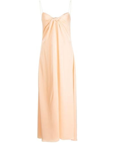 Rosetta Getty Gathered Silk Dress - Orange