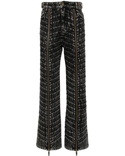 Feng Chen Wang Falten-Jeans mit Reißverschlussdetail - Schwarz