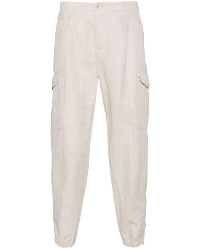 Brunello Cucinelli Pantalones cargo de textura flameadas - Blanco