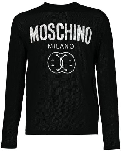 Moschino Pull en coton à logo imprimé - Noir