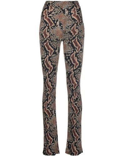 Atlein Snakeskin-print Flared Pants - Gray