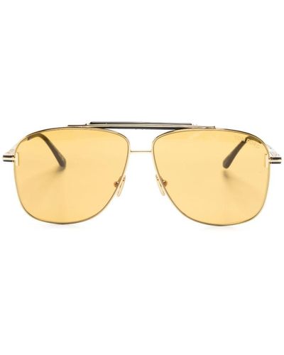 Tom Ford Polished Pilot-frame Sunglasses - Metallic