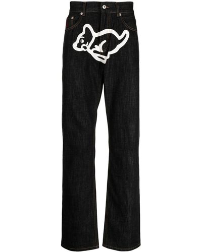 ICECREAM Pantalon en coton à logo imprimé - Noir