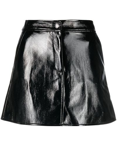MICHAEL Michael Kors Crinkled Patent Miniskirt - Black