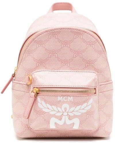MCM Small Stark Lauretos Monogram Backpack - Pink