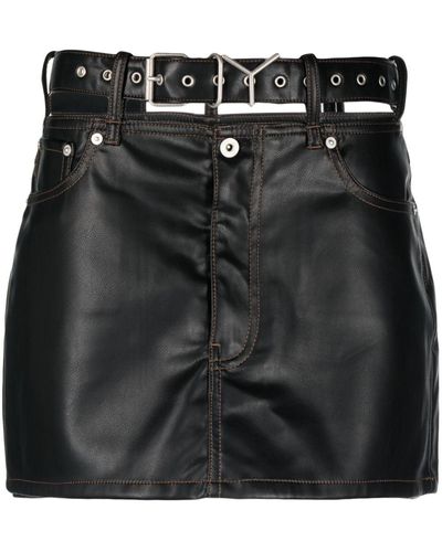 Y. Project Y-Belt Faux-Leather Mini Skirt - Black