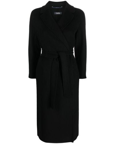 Max Mara Nina Belted Virgin Wool Coat - Black