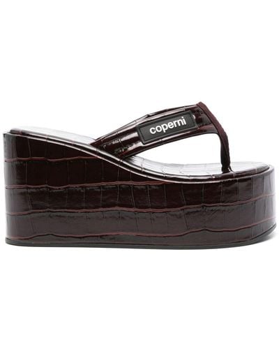 Coperni Leather Platform Sandals - Brown