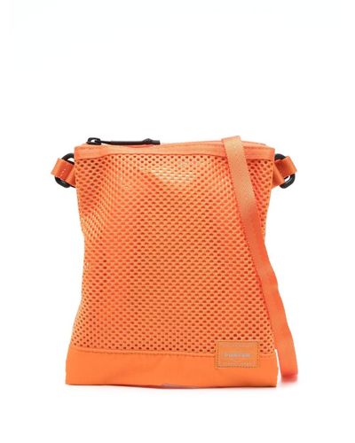 Porter-Yoshida and Co Sac porté épaule en mesh à patch logo - Orange