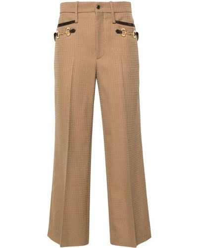 Gucci Horsebit-detailed Tailored Trousers - Natural