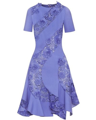 Oscar de la Renta Floral-guipure Mini Dress - Purple