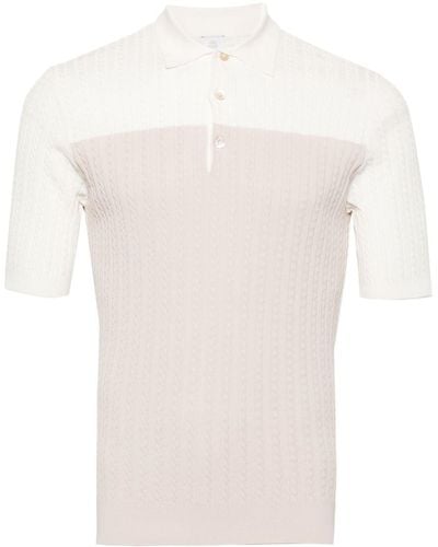 Eleventy Cable-knit Polo Shirt - White