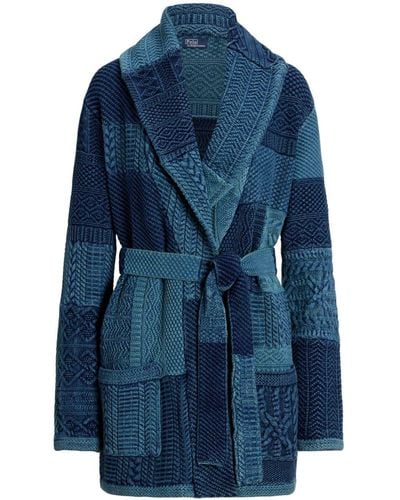 Polo Ralph Lauren Patchwork Belted Cardi-coat - Blue