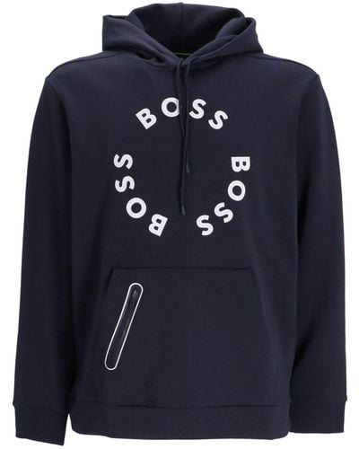 BOSS Hoodie Met Logoprint - Blauw