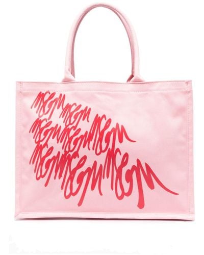 MSGM Schultertasche mit Logo-Print - Pink