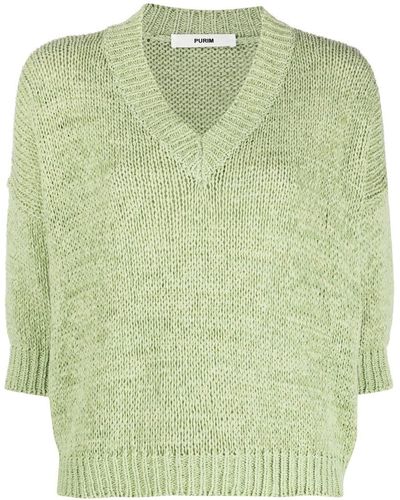 Roberto Collina V-neck Knitted Sweater - Green