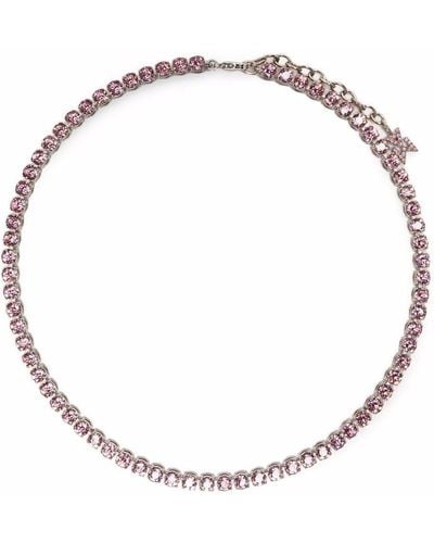 AMINA MUADDI Crystal Tennis Necklace - Metallic