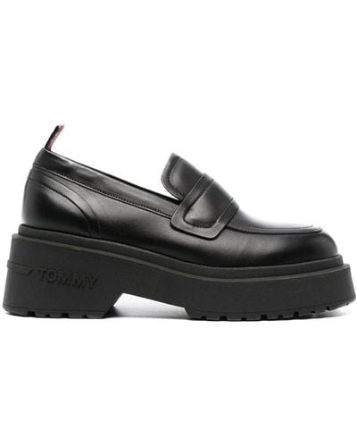 Tommy Hilfiger Ava Leather Loafers - Black