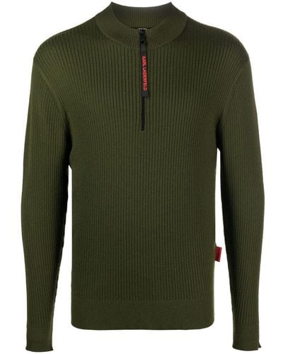 Karl Lagerfeld Half-zip Merino Sweater - Green