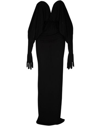 Saint Laurent Draped Gloved Gown - Black