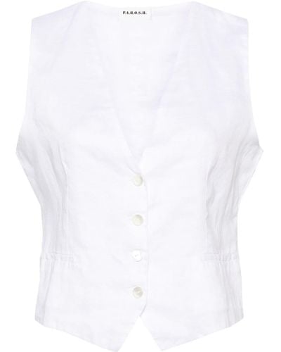 P.A.R.O.S.H. Button-up Linen Gilet - White