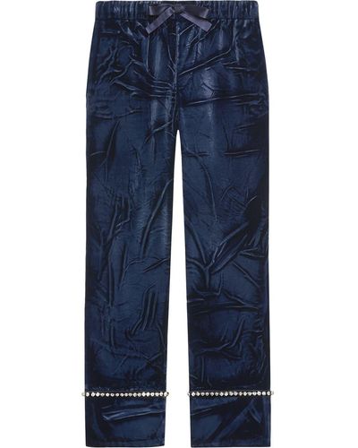 Silk Tian print pajama set in blue, GUCCI® NO