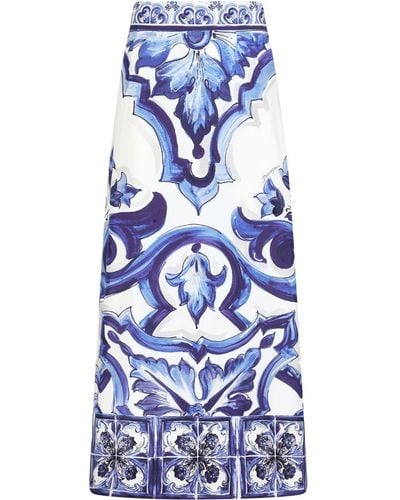 Dolce & Gabbana マジョリカ マキシスカート - ブルー