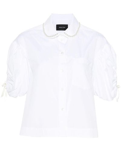 Simone Rocha Puff-sleeve Cotton Shirt - White