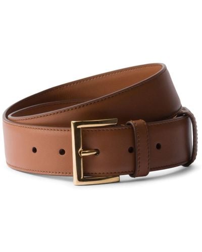 Prada Triangle-logo Leather Belt - Brown
