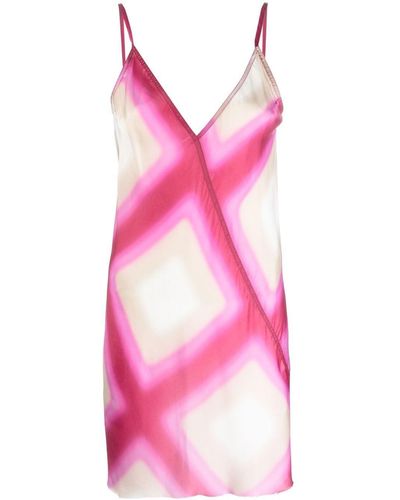 Rick Owens All-over Graphic-print Mini Dress - Pink