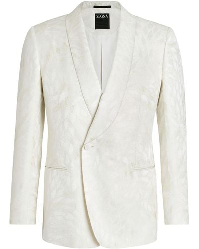Zegna Jacquard-pattern shawl-lapel blazer - Blanco