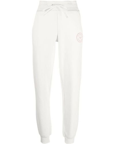 Emporio Armani Pantalones de chándal con logo bordado - Blanco