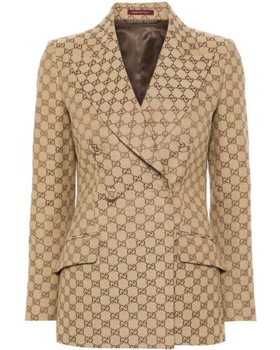 Gucci Blazer croisé à motif GG Supreme - Neutre