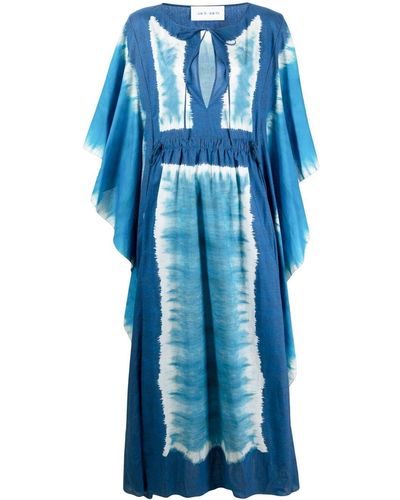 Alberta Ferretti Tie-dye Cotton Maxi Dress - Blue