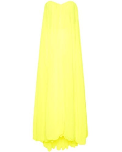 Oscar de la Renta Bustier Strapless Maxi Dress - Yellow