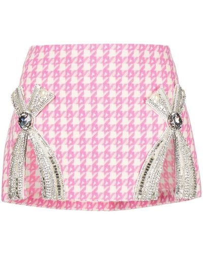 Area Crystal-embellished Bow Detail Miniskirt - Pink