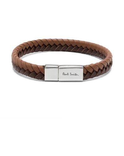 Paul Smith Braided Leather Bracelet - Bruin