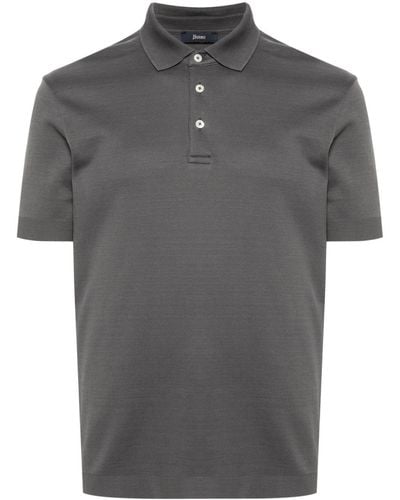 Herno Button-up Cotton Polo Shirt - Gray