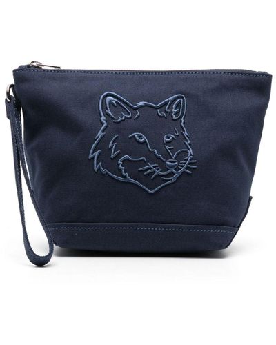 Maison Kitsuné Fox Head Cotton Make Up Bag - Blue