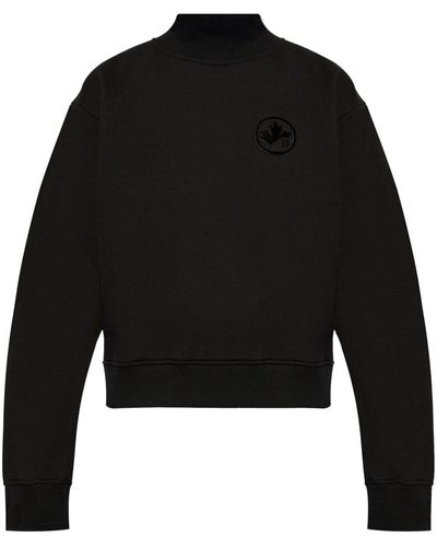 DSquared² Logo-embroidered High-neck Sweatshirt - Black