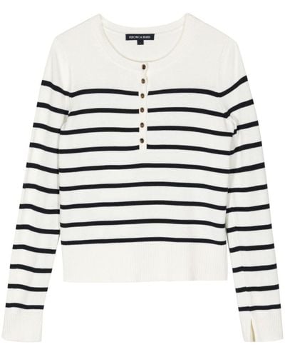 Veronica Beard Dianora Striped Knitted Top - White