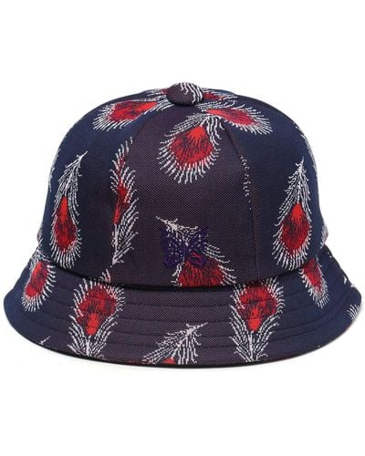 Needles Logo-embroidered Abstract-print Bucket Hat - Blue