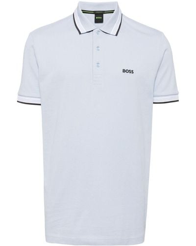 BOSS Logo-embroidered cotton polo shirt - Weiß