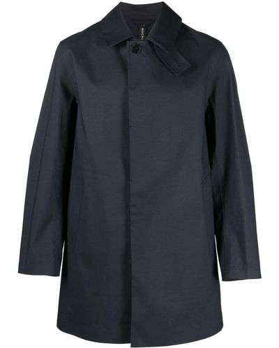 Mackintosh Single-breasted Cotton Coat - Blue