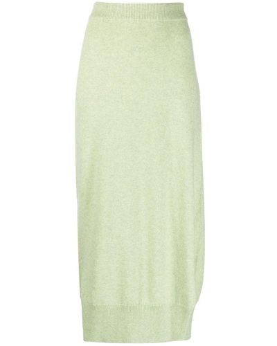 Barrie High-waisted Knitted Midi Skirt - Green