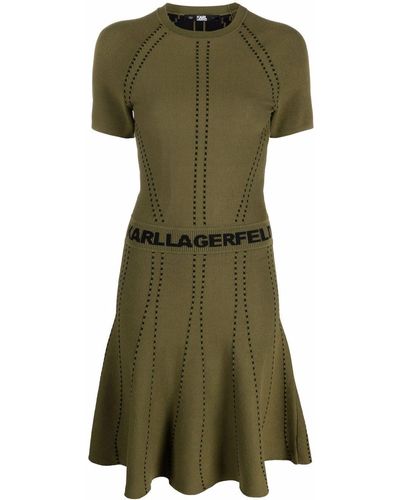 Karl Lagerfeld Logo-tape Detail Short-sleeve Dress - Green