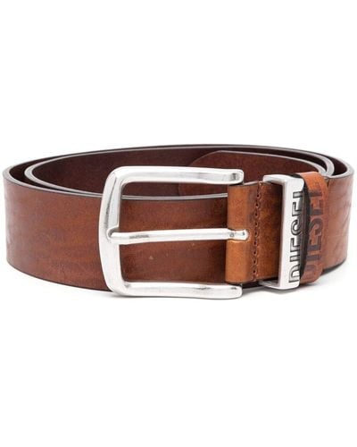 DIESEL B-visible Leather Belt - Brown