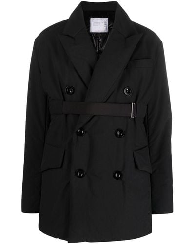 Sacai Belted Double-breasted Blazer - Black