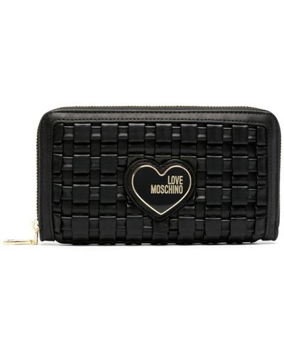 Love Moschino Logo-plaque Faux-leather Quilted Wallet - Black