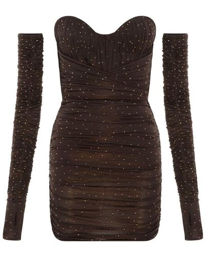 Alex Perry Mini-jurk Met Ruches - Bruin